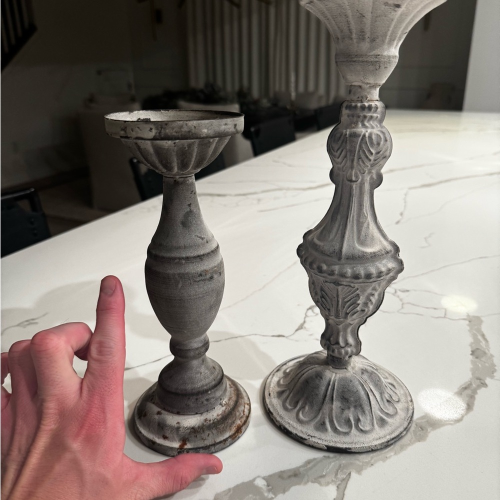 Elegant Gray Candle Holders